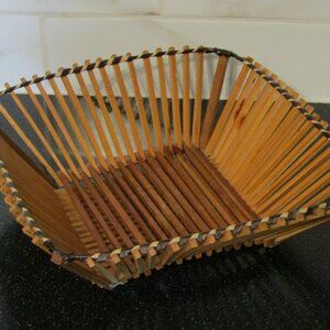 Mid-century Modern Bamboo Basket Made In Japan